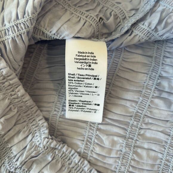 J.Crew Light Blue Smocked Button-Up Blouse Gold Button Detail Women’s Small - Picture 7 of 7